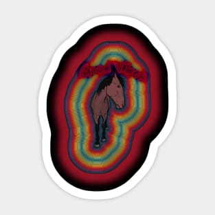 Good vibes with a trippy horse Sticker